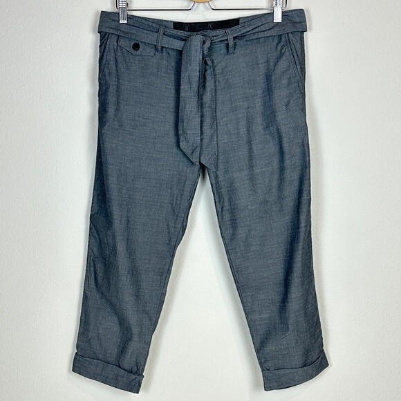 Joe’s Jeans Chambray Grey Cuffed Cropped Belted Pants 28 - Picture 1 of 10
